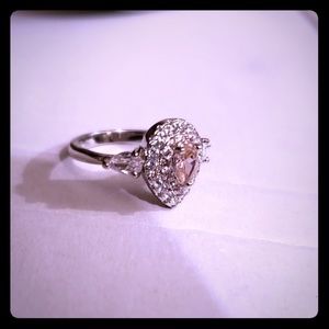 White gold plated cubic zirconia ring